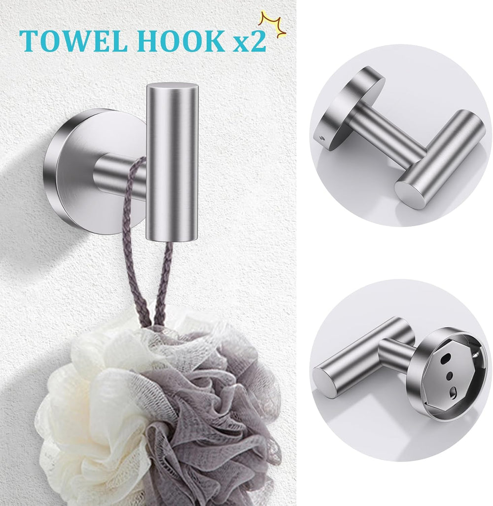 TURS 5-Pieces Brushed Nickel Bathroom Hardware Accessories Set 23.6inch SUS30...