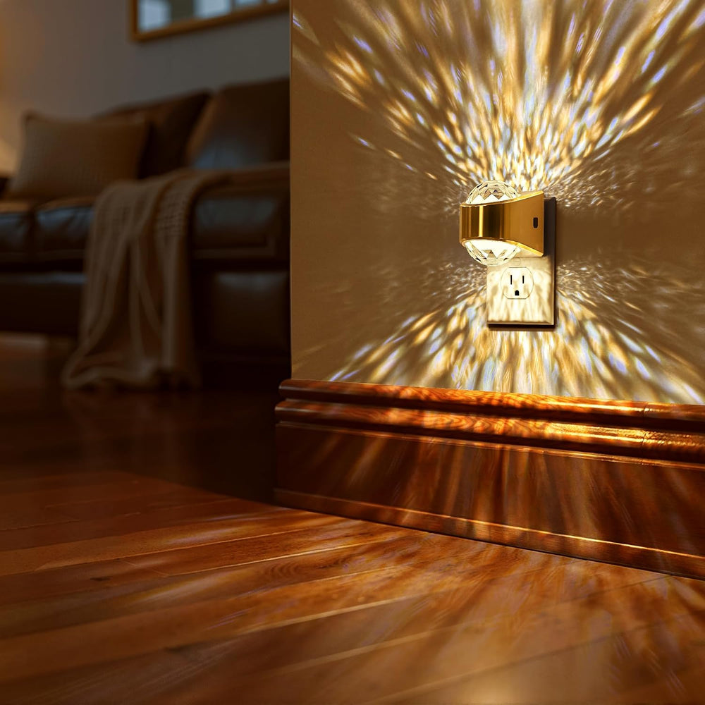 Briignite Night Light, Gold Night Lights Plug into Wall 2Pack LED Projector