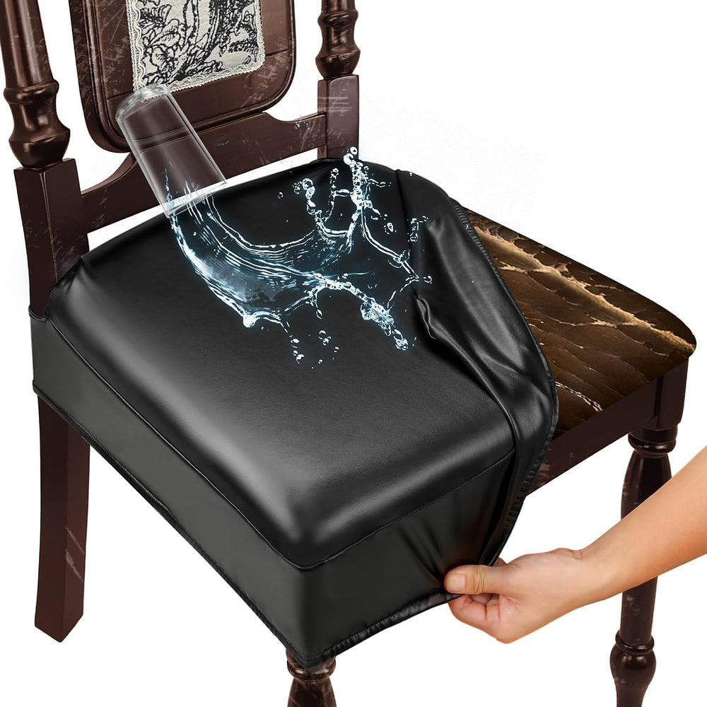 Waterproof Dining Chair Seat Covers Leather Kitchen Seat Covers, Stain Resist...