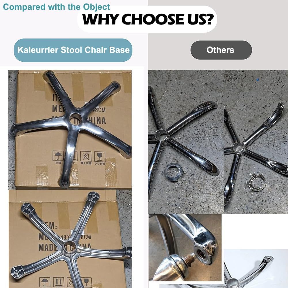 Kaleurrier Stool Chair Base Replacement: Heavy Duty Wheeled Base - 20.5”