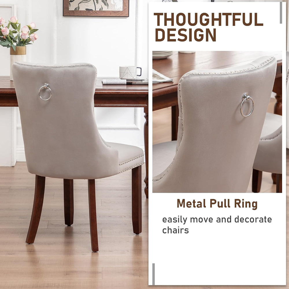 Velvet Dining Chairs, Light Gray Dining Chairs Set of 2
