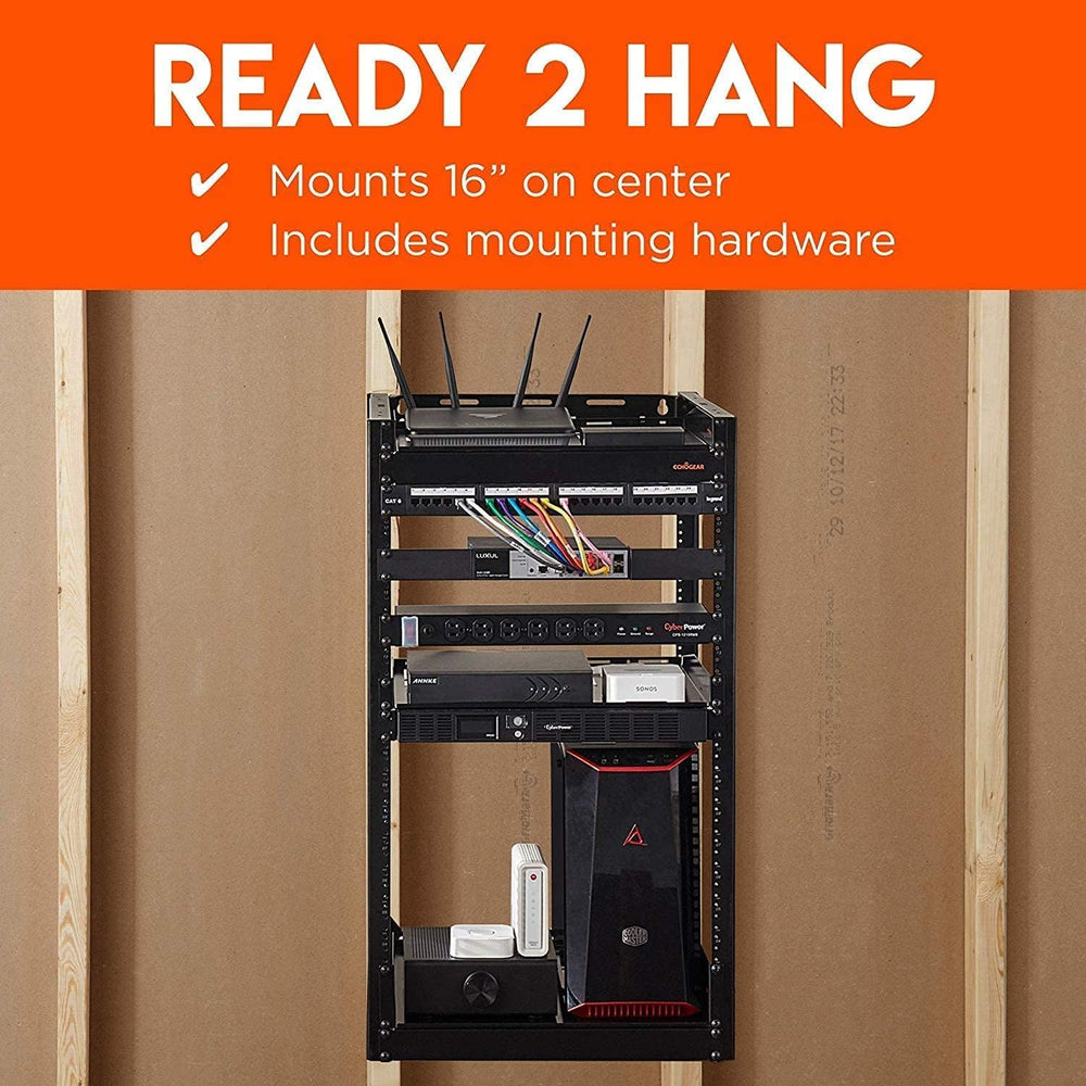 ECHOGEAR 15U Open Frame Rack & Caster Kit - Heavy Duty Rack with Vented S...