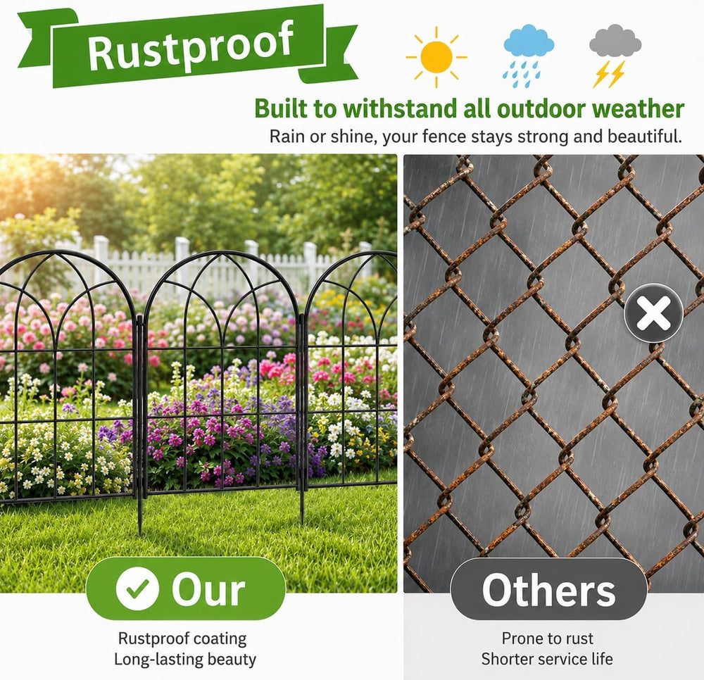 Decorative Garden Fence, 21 ft Rustproof No Dig Flower Bed Border 20 Pack