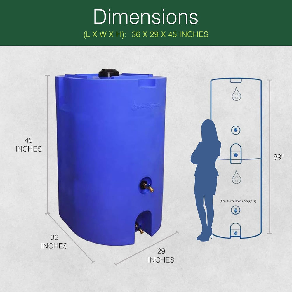 WaterPrepared 160 Gallon Stackable Utility Water Tank, Blue, 2 Pack