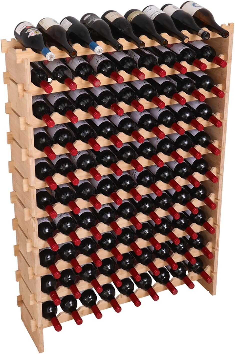 90 Bottle Stackable Storage Modular Wine Rack Cabinet Bamboo freestanding Floor Wine Holder Display Shelves