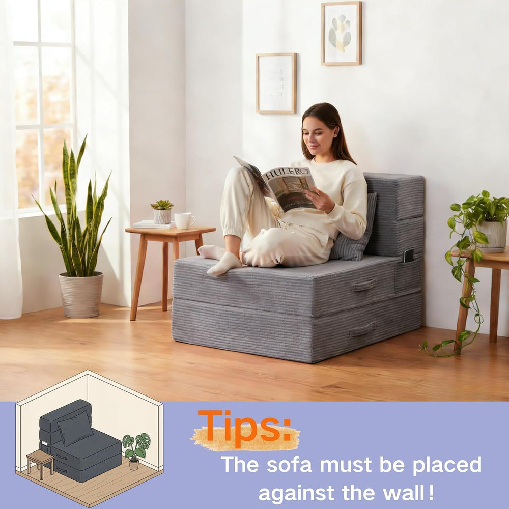 Folding Sofa Bed, Convertible Sleeper Chair Bed, Floor Sofa with Bag