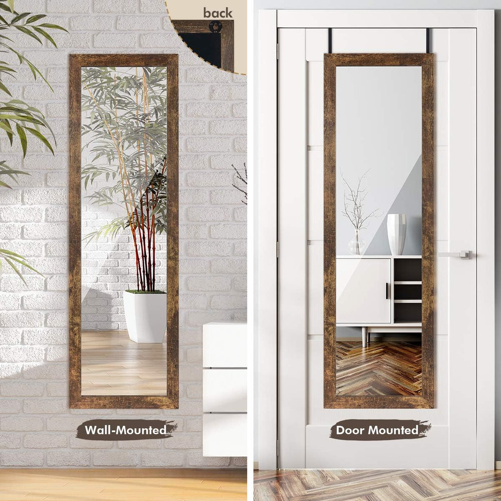 ikkle Wooden Full Length Door Mirror 48" x 14", Rustic Frame