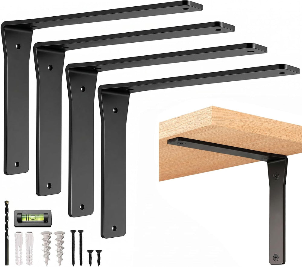 4 Pack Heavy Duty Shelf Brackets 8 Inch by Balin Designs – Decorative L Brack...