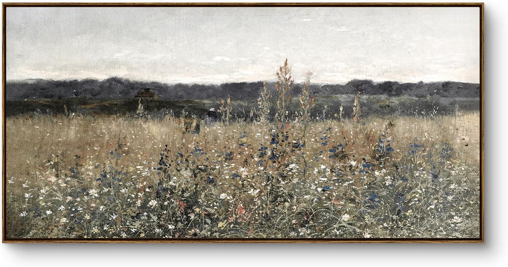 InSimSea Extra Large Framed Wall Art, Flower Meadow Prints, 24x48inch