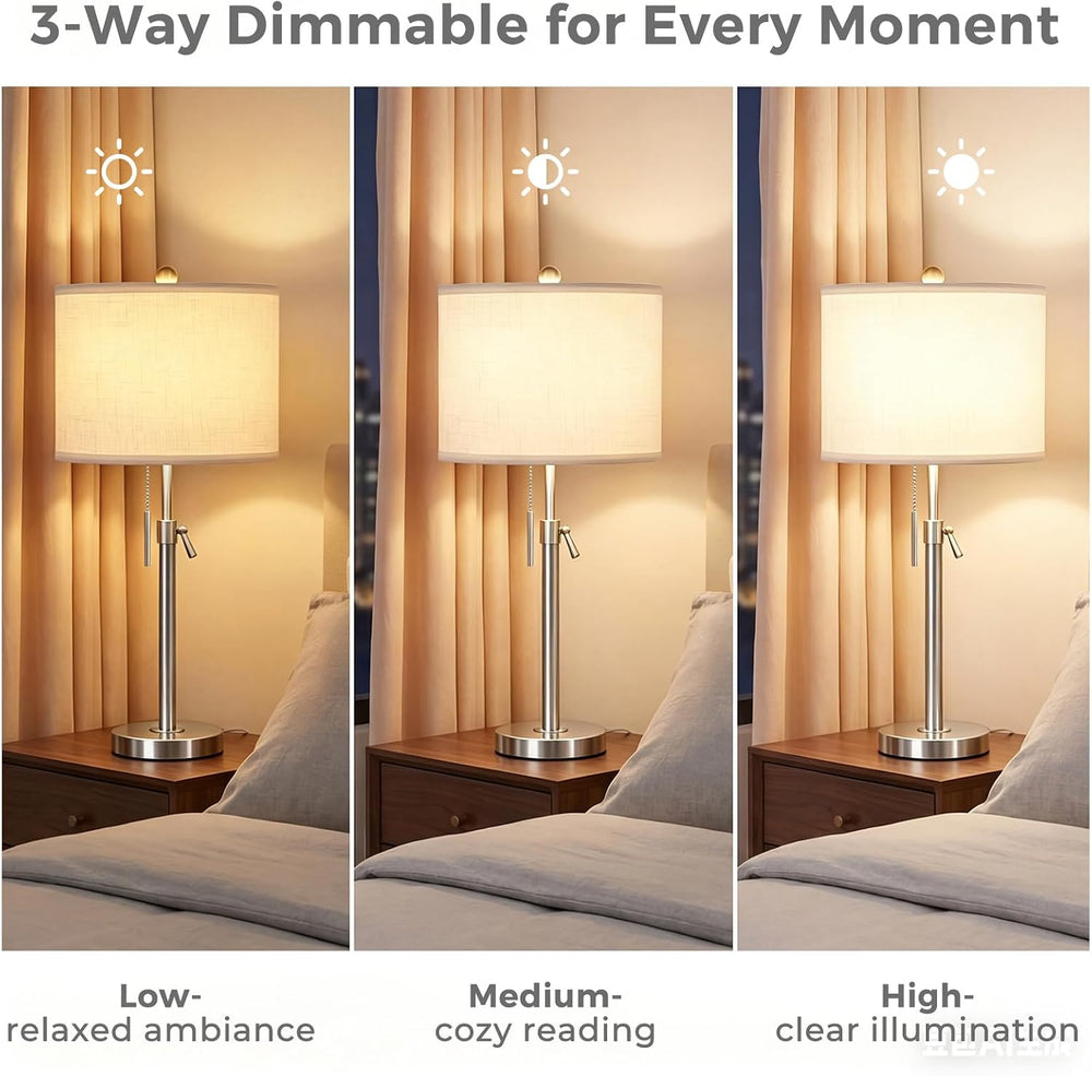 Qingmiao Table Lamps Set of 2, 22" to 30" Adjustable Nightstand Lam...