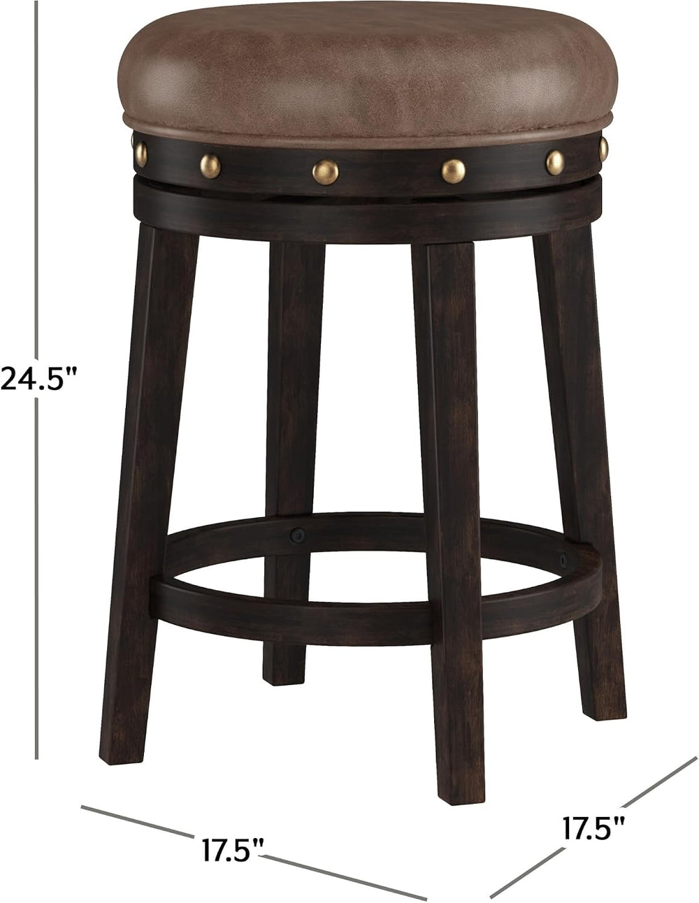 Hillsdale Benard Backless Swivel Counter Stool Height, Brown