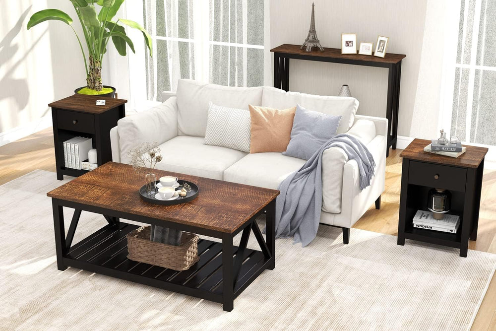ChooChoo 40" Farmhouse Coffee Table with A-Frame Design for Living Room