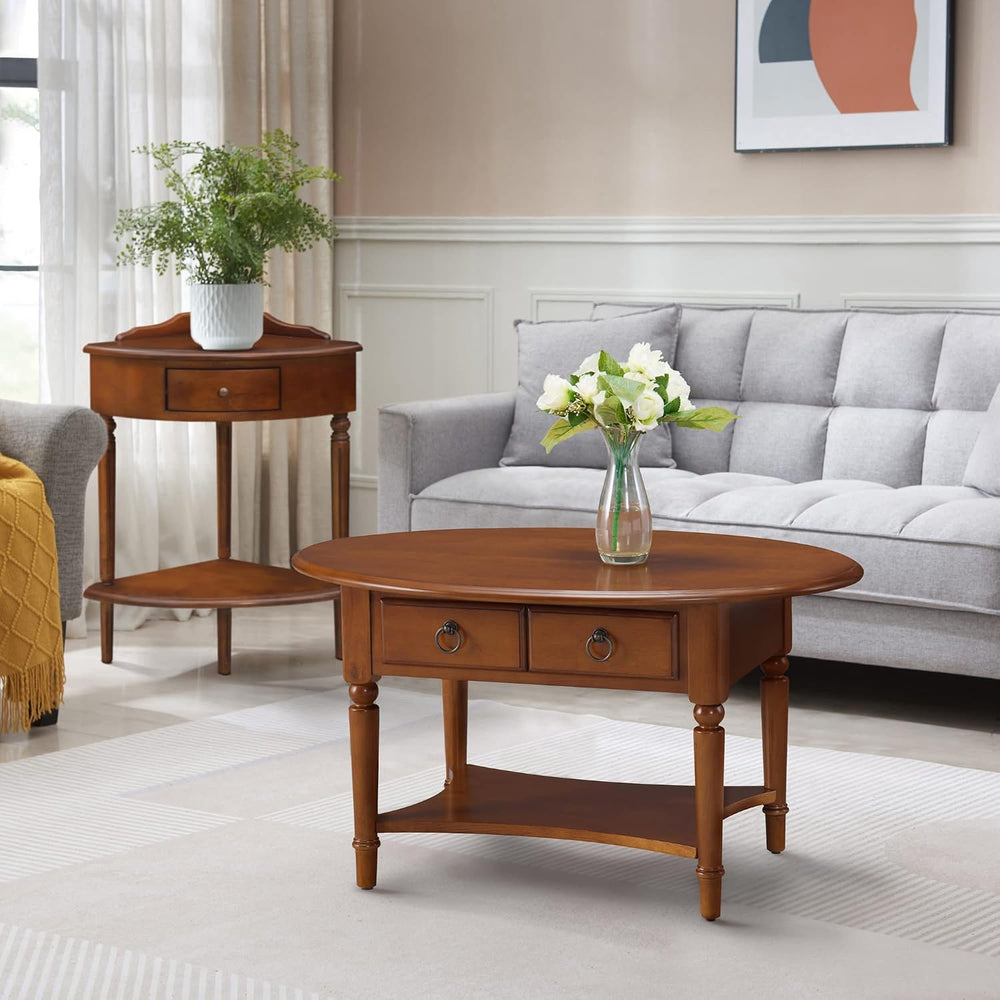 Leick Home Coastal Wedge End Table, Pecan