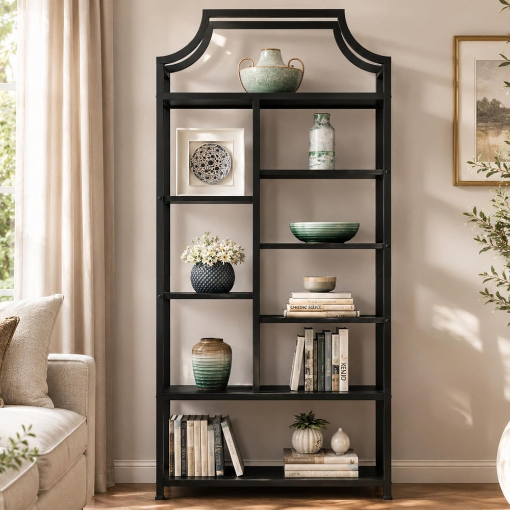 8-Tier Open Shelf Bookcase, 70.87"H x 31.5"L Lux Etagere Bookshelf,...