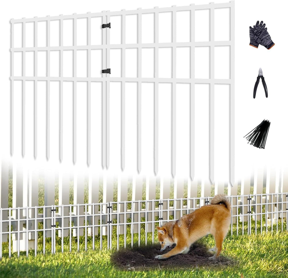 25 Pack Garden Animal Barrier Fence, 17in (H) X 27ft (L) No Dig Fence, Rustpr...