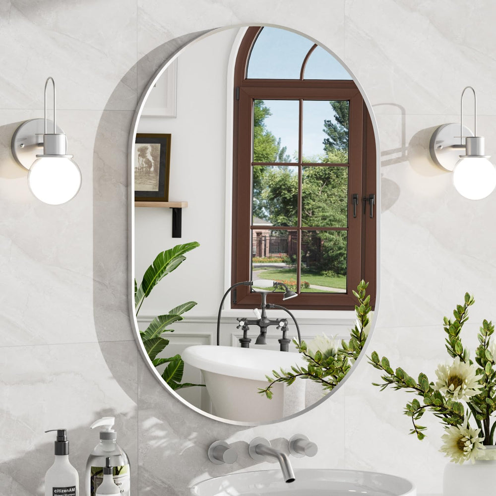 24"x36" Brushed Nickel Oval Bathroom Mirror for Over Sink, Vanity M...