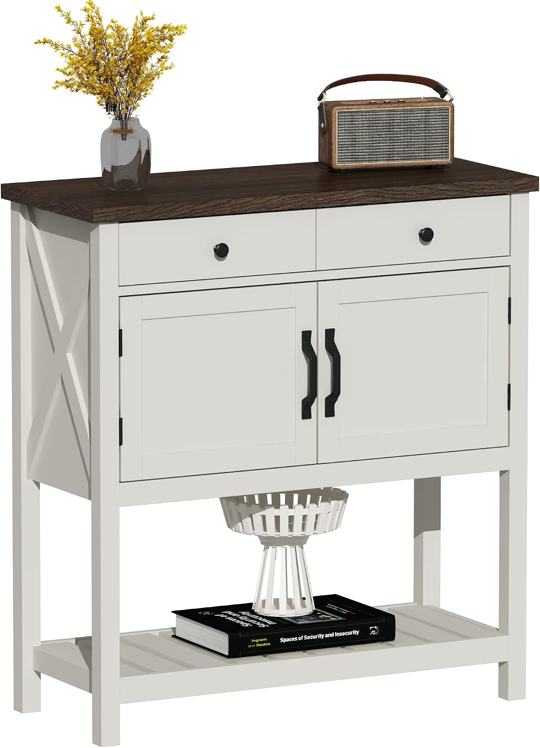 ChooChoo Farmhouse Console Table, 33.5" W Entryway Cabinet with Drawer