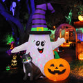 GOOSH 5FT Inflatable Halloween Cute Ghost with The Pumpkin Blow Up Inflatables Halloween Outdoor Yard Decoration
