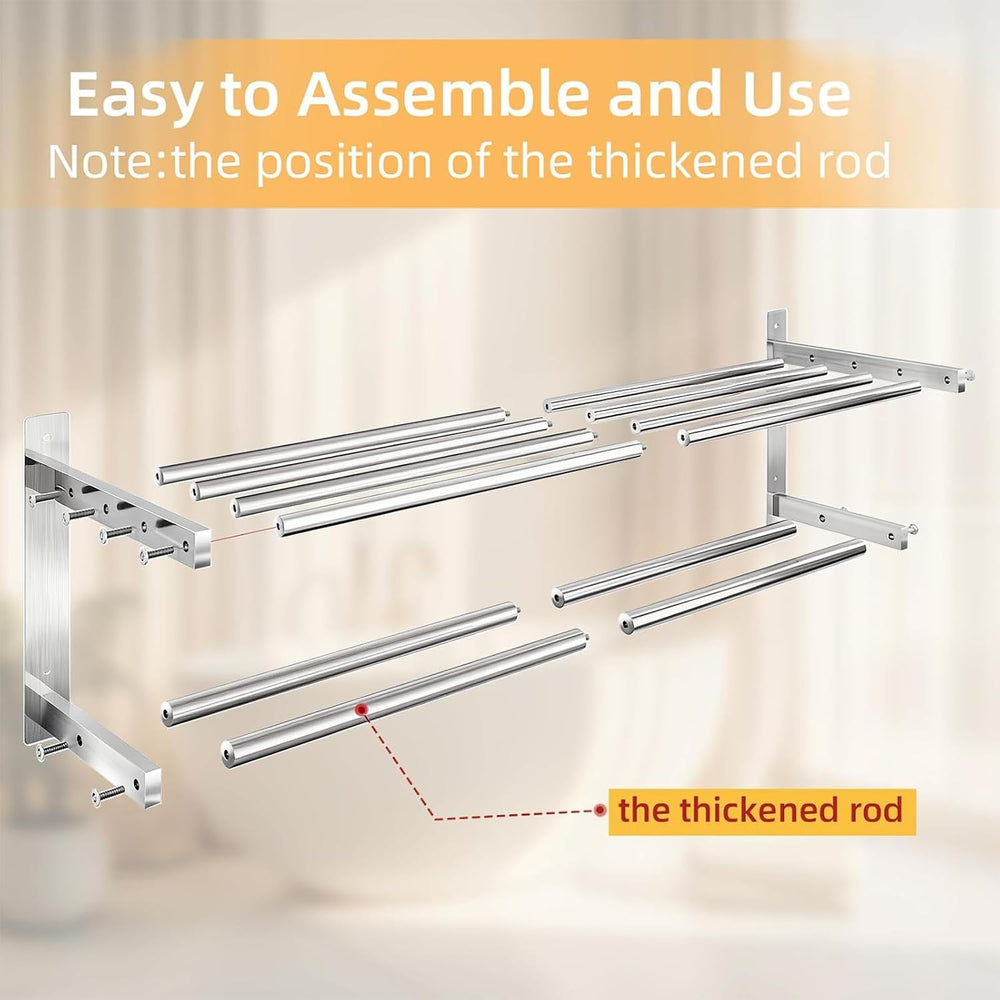 Taaji Towel Racks for Bathroom 24 inch, 2 Tier with Towel Bars, Brushed