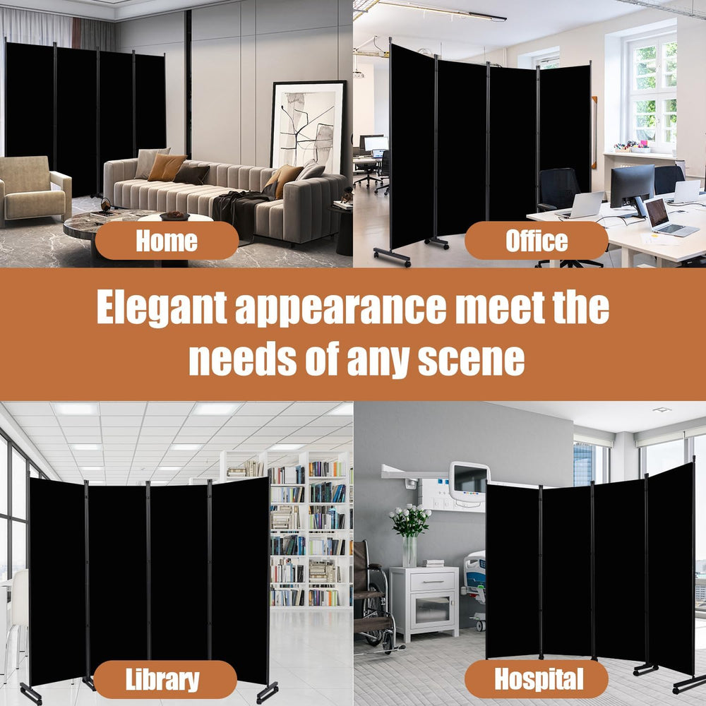 Room Divider 88'' Wide Folding Privacy Screens,4 Panel Wall Divider w...