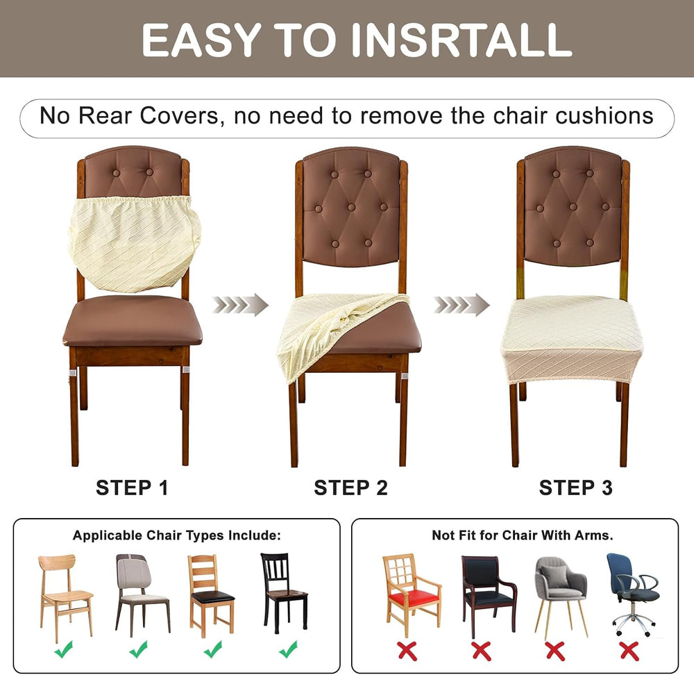 Genina Waterproof Chair Covers Set of 6,No Rear Covers,Black