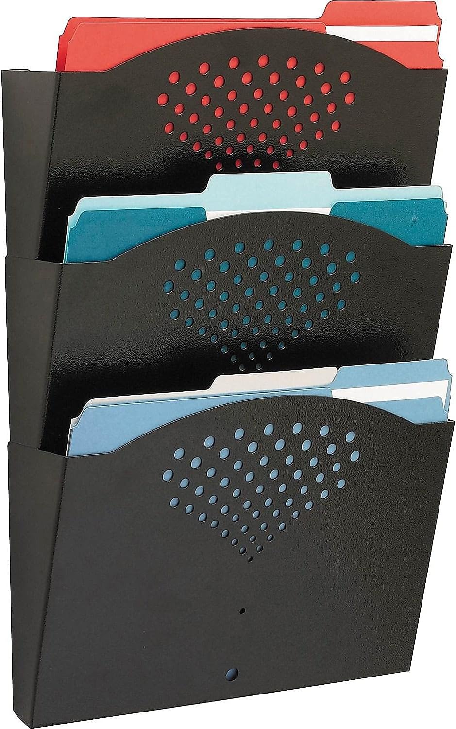 Safco Steel Three Pocket Letter Size Flush Mount Wall Rack 3172BL, Black Powd...