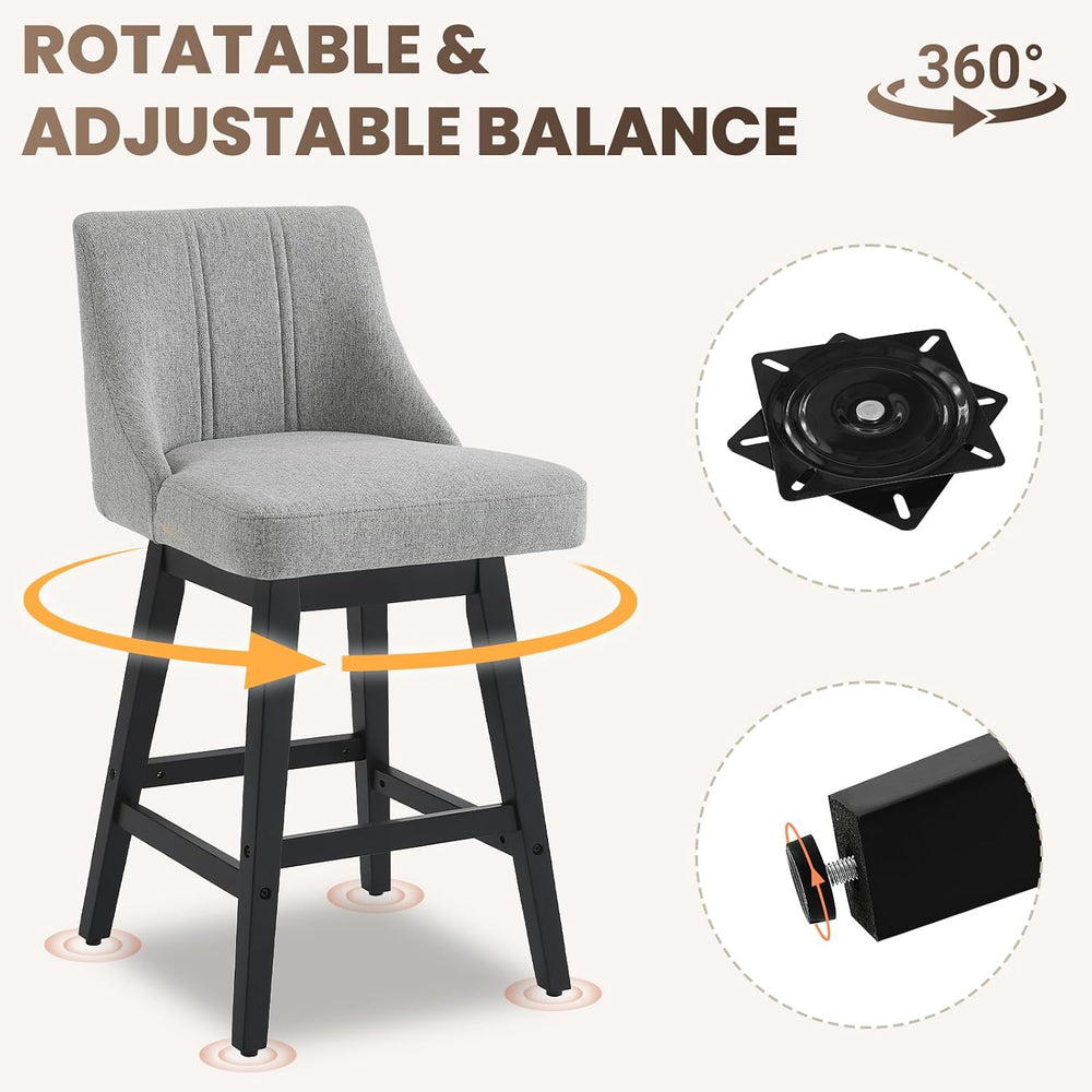 kinmars Kitchen Island Swivel Bar Stools Set of 2, 27", Dark Gray