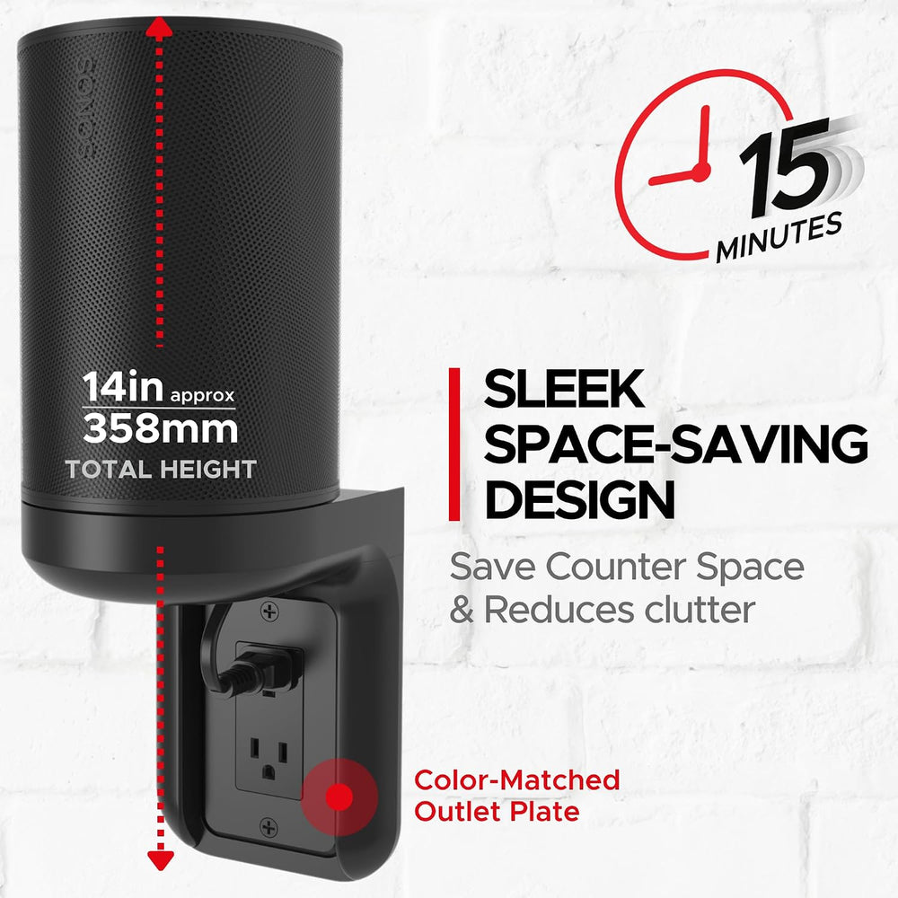 Sound Bass ERA100 Shelf Wall Outlet AC, Black, Plug Mount Organizer