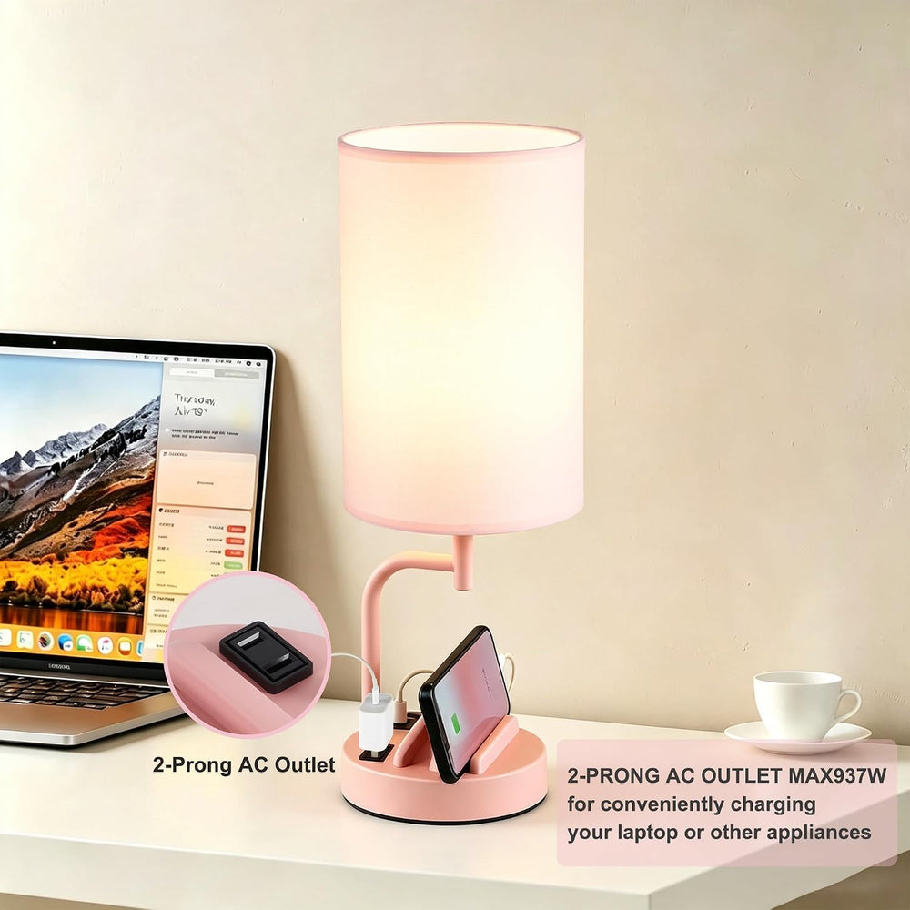 Dreamholder Touch Control USB Table Lamp with USB C/A & AC Outlet, 3-Way ...