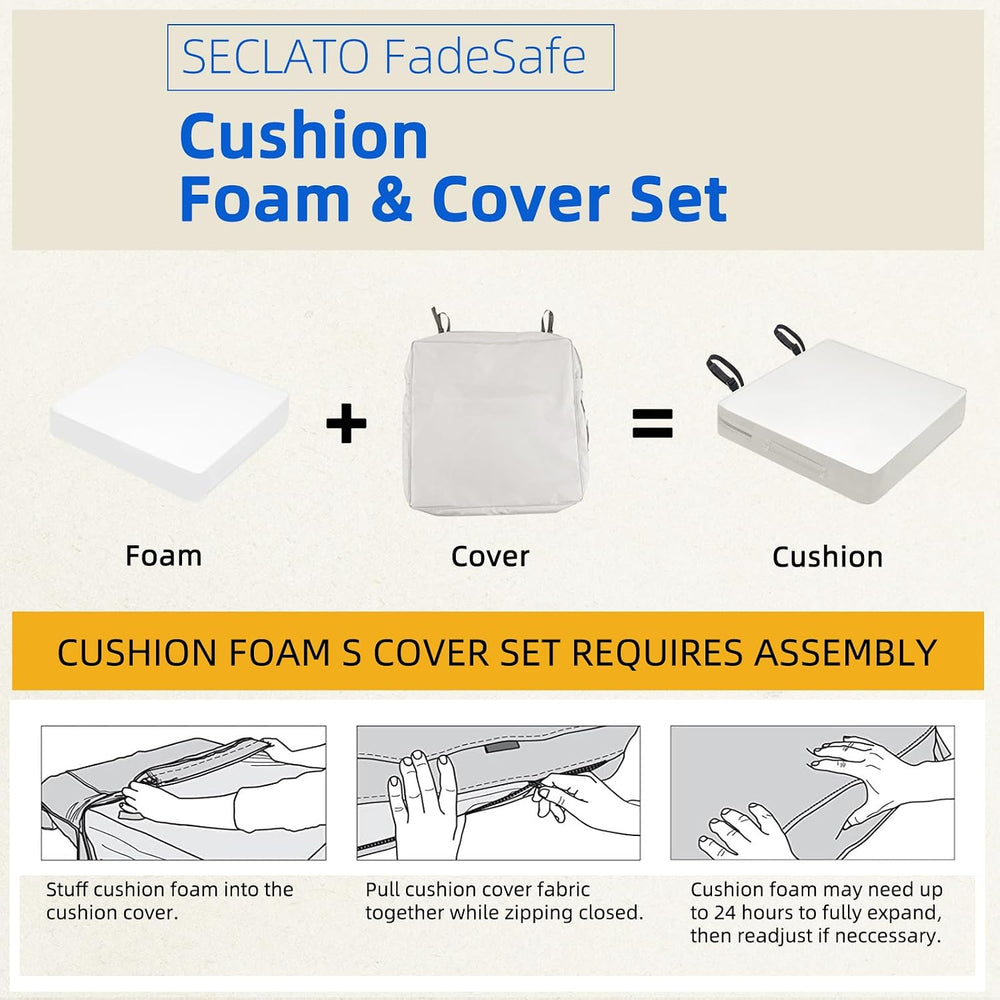 Patio Chair Cushions 20x20x3 Inch, 2pc Light Grey