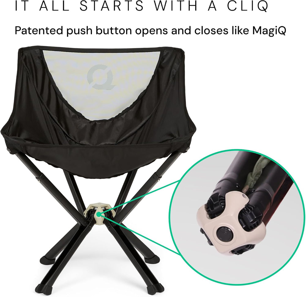 CLIQ ClassiQ Camping Chair, Lightweight Portable Folding Chair, Black