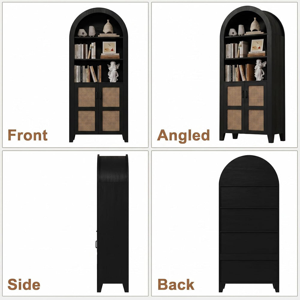 Arched Pantry Cabinet, 71" Kitchen Pantry Cabinet with Smooth Gliding Dr...