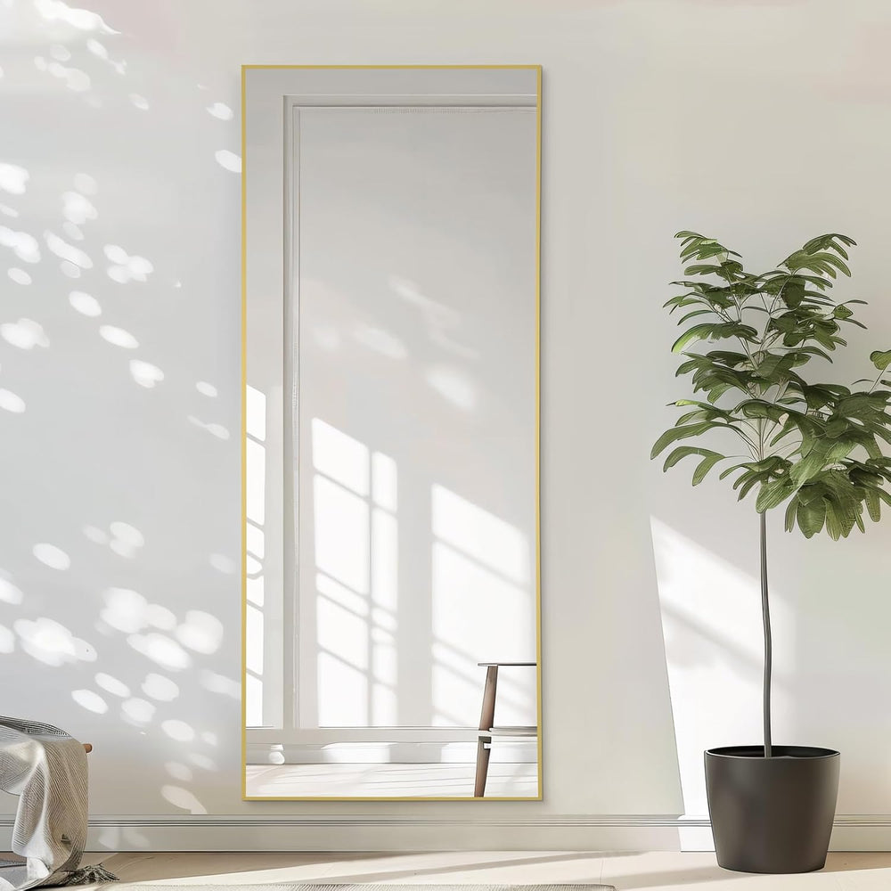 MELOMOIR 56"x18" Gold Full Length Mirror, Free Standing or Wall Mou...