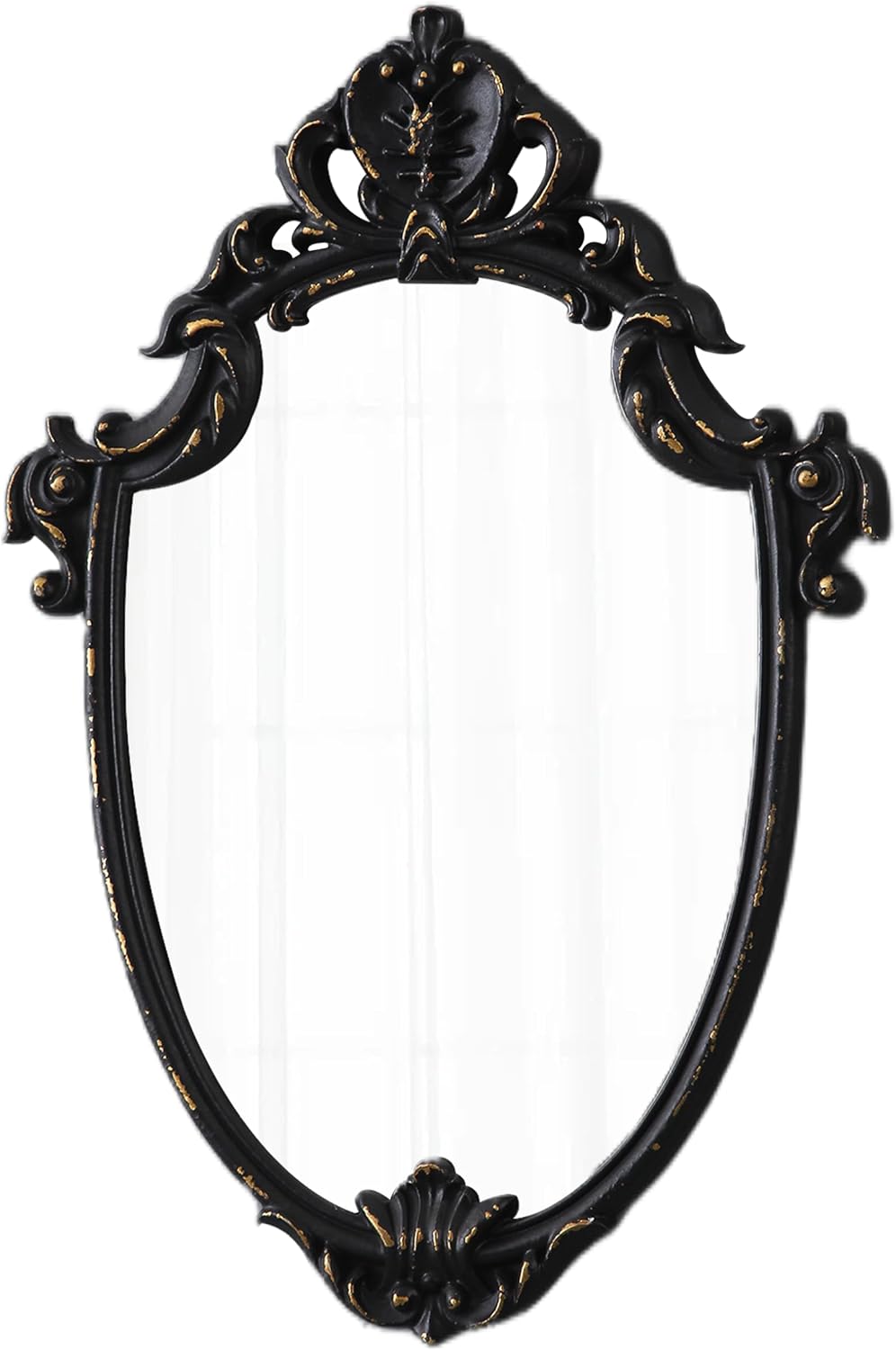 Vintage Black Wall Mirrors 16 x 24 inch, Distressed Finish Golden