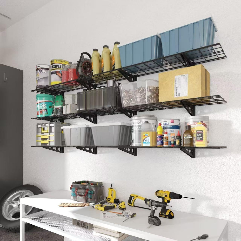 FLEXIMOUNTS 3-Tier 1x4ft Garage Storage Wall Shelving, Height Adjustable