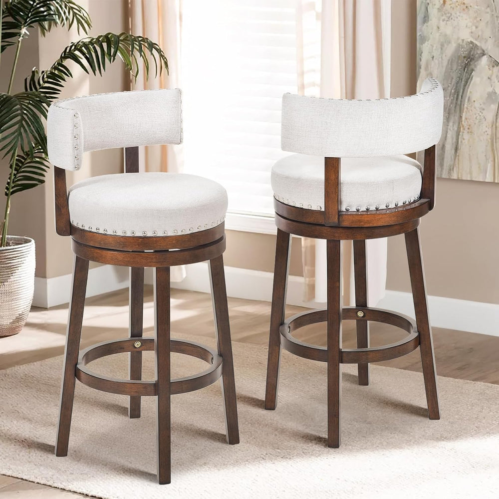 COLAMY Swivel Bar Stool Set of 2, Bar Height Bar Chair, Modern Barstool with ...