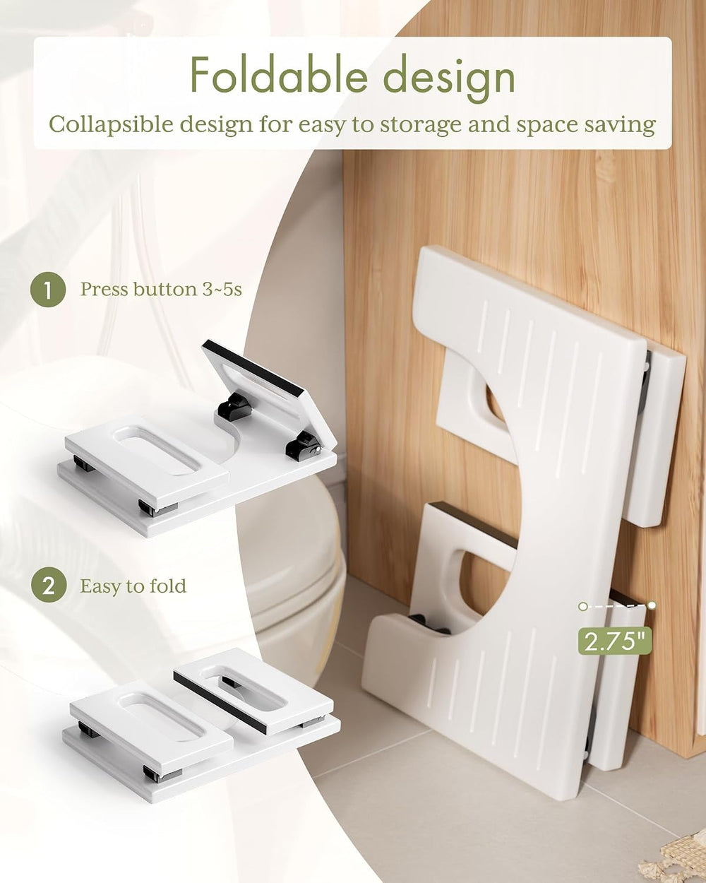 AmazerBath 7 Inches Bamboo Toilet Stool Squat for Adults, Foldable Poop Stool...