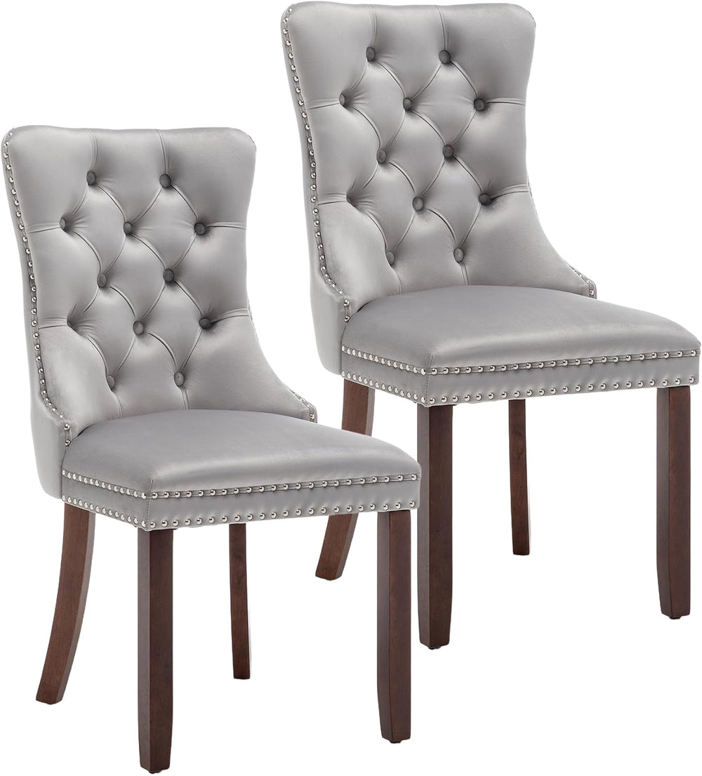 Velvet Dining Chairs, Light Gray Dining Chairs Set of 2