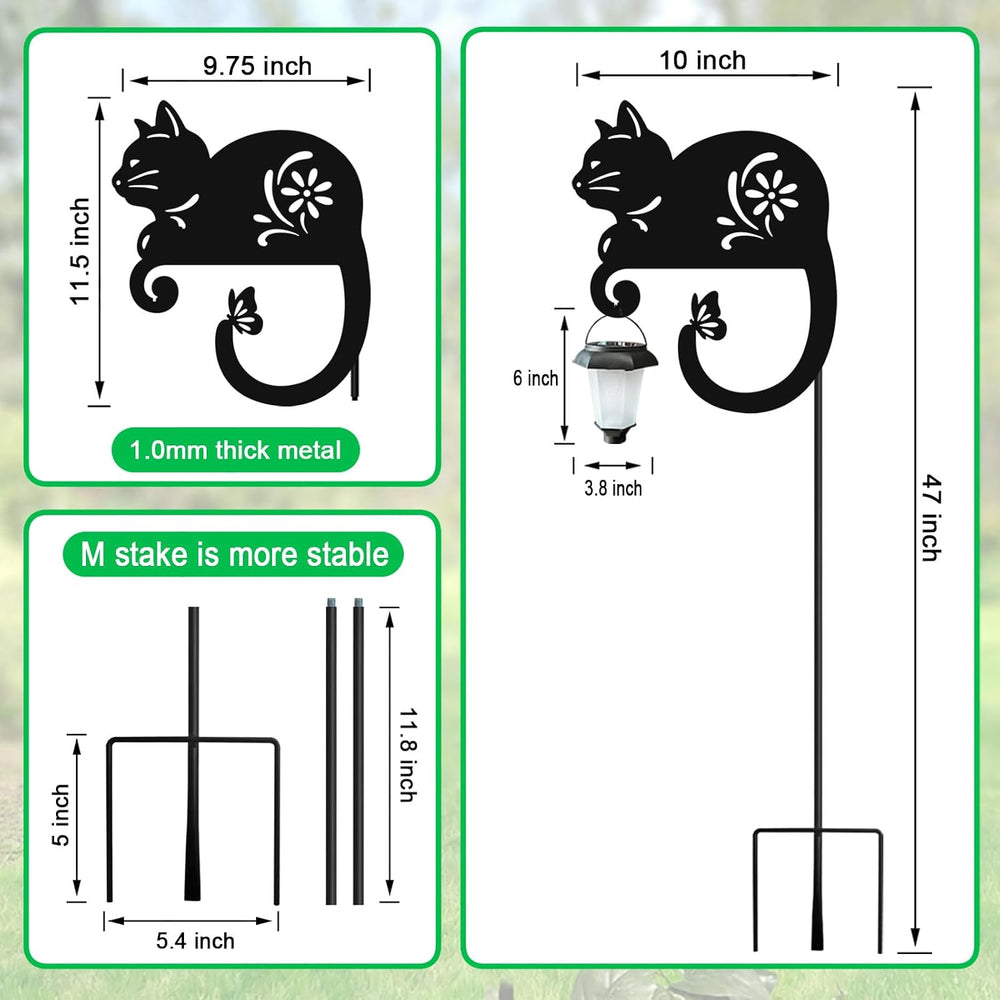 Cat Solar Lights Outdoor Garden,Black Cat Solar Lantern Yard Decor Stakes