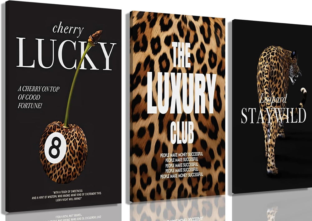 Fashion Leopard Wall Art Set of 3, Trendy Animal Print Canvas Wild Cheetah In...