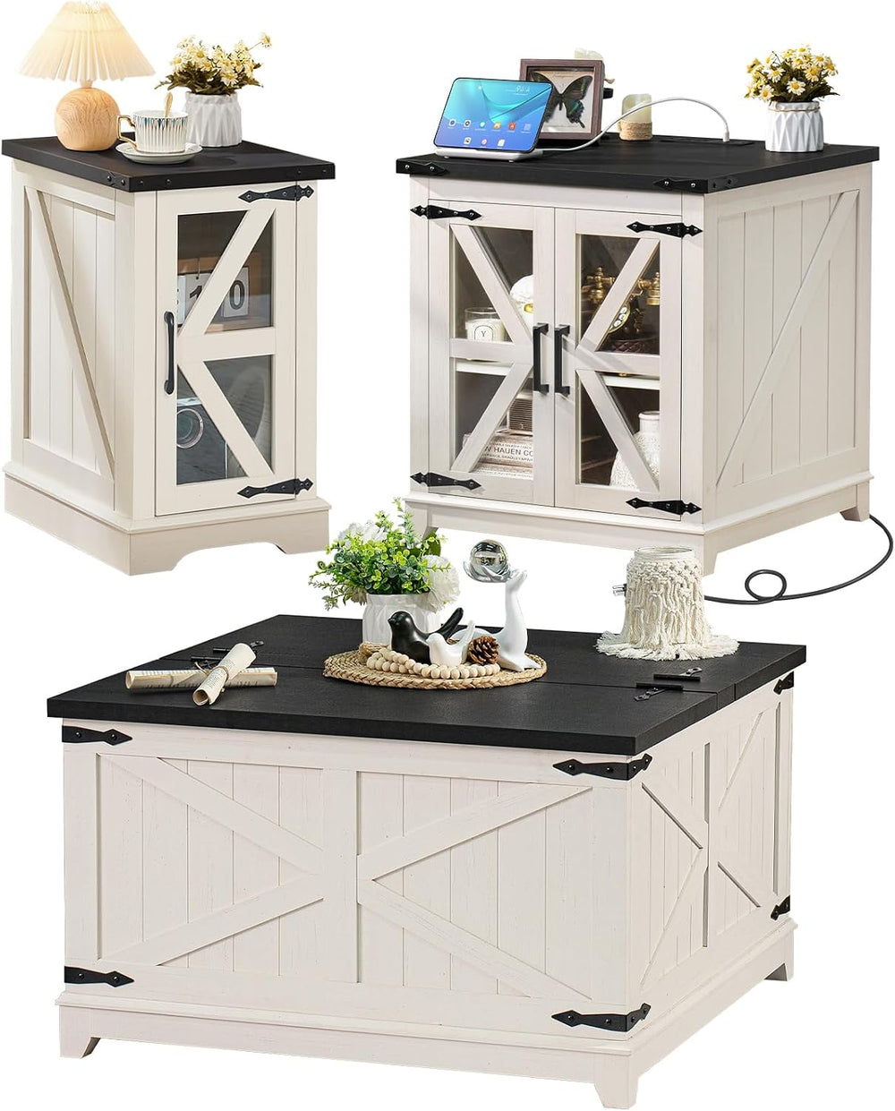 Joaxswe Farmhouse Coffee Table Sets 3
