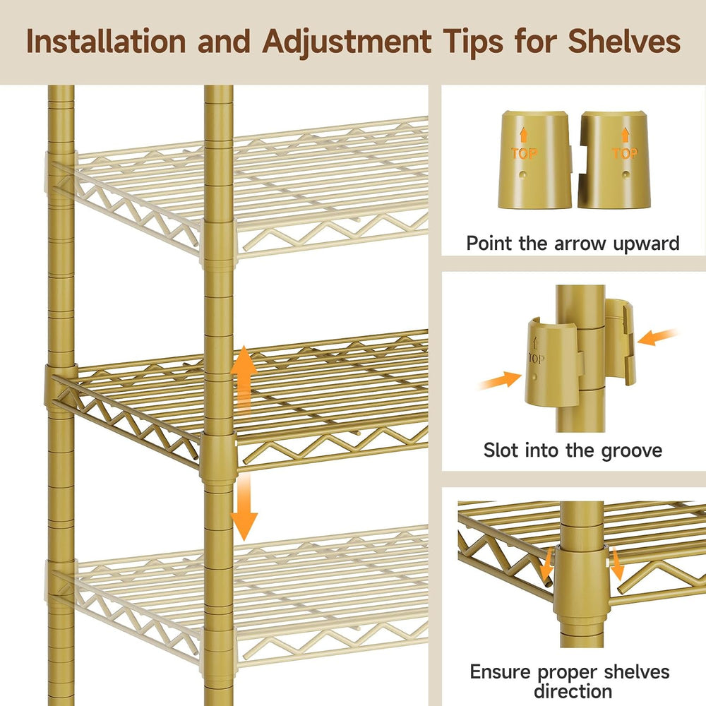 ONBRILL F5 Heavy Duty Clothes Rack Freestanding Modular Closet System Gold