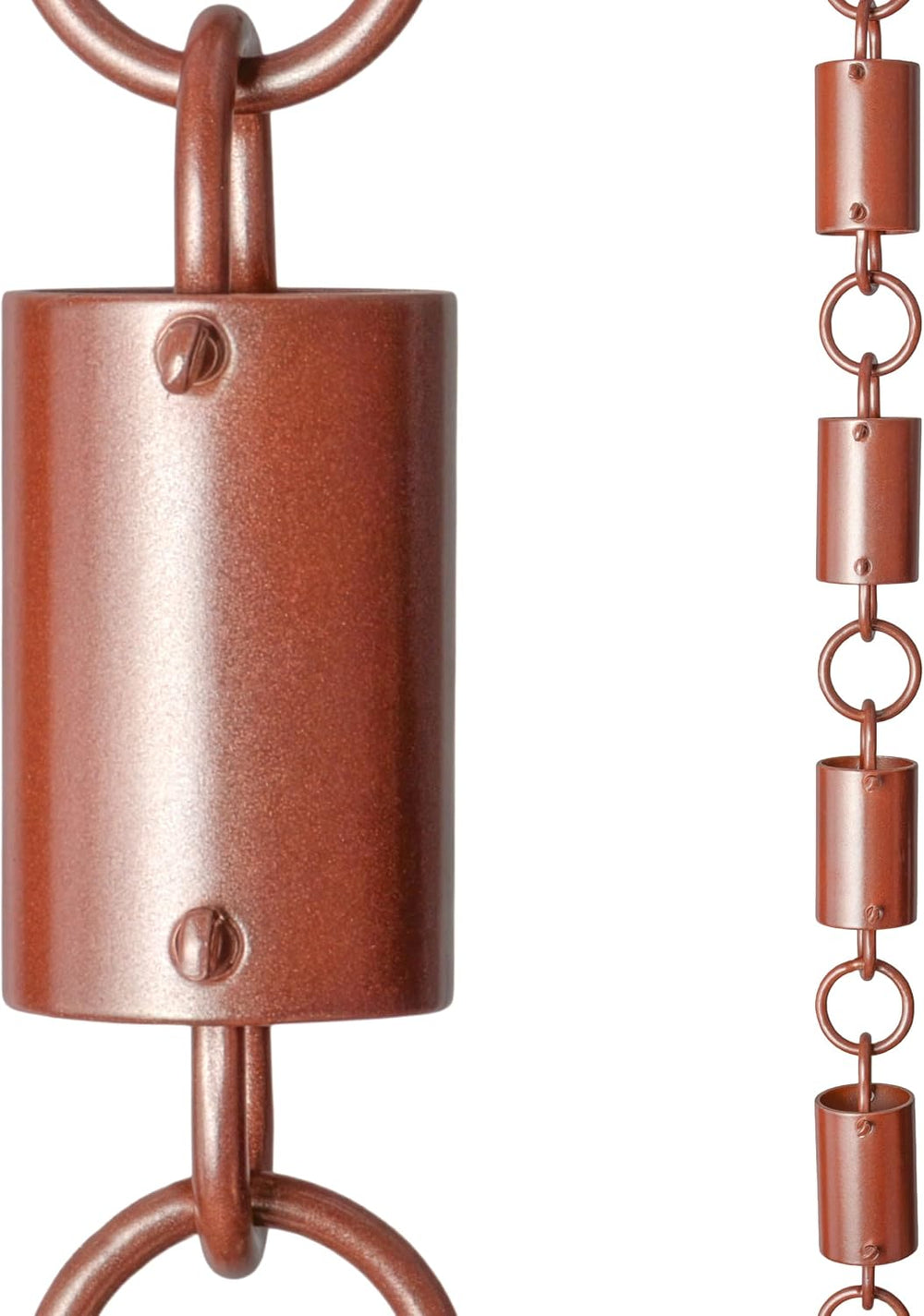 Monarch Rain Chains Aluminum Cylinder Brushed Copper Rain Chains for Gutters ...