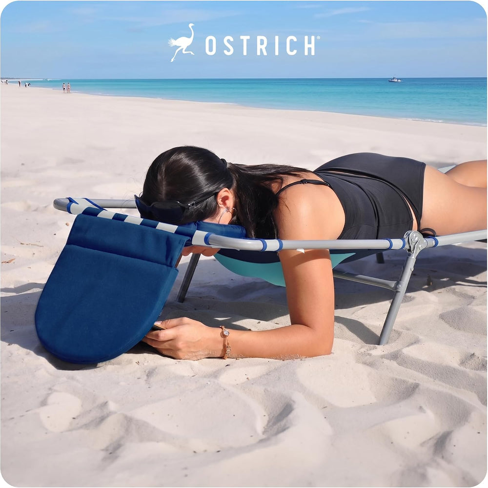 Ostrich the Ladies Comfort Lounger, Outdoor Reclining Beach Chair, Stripe