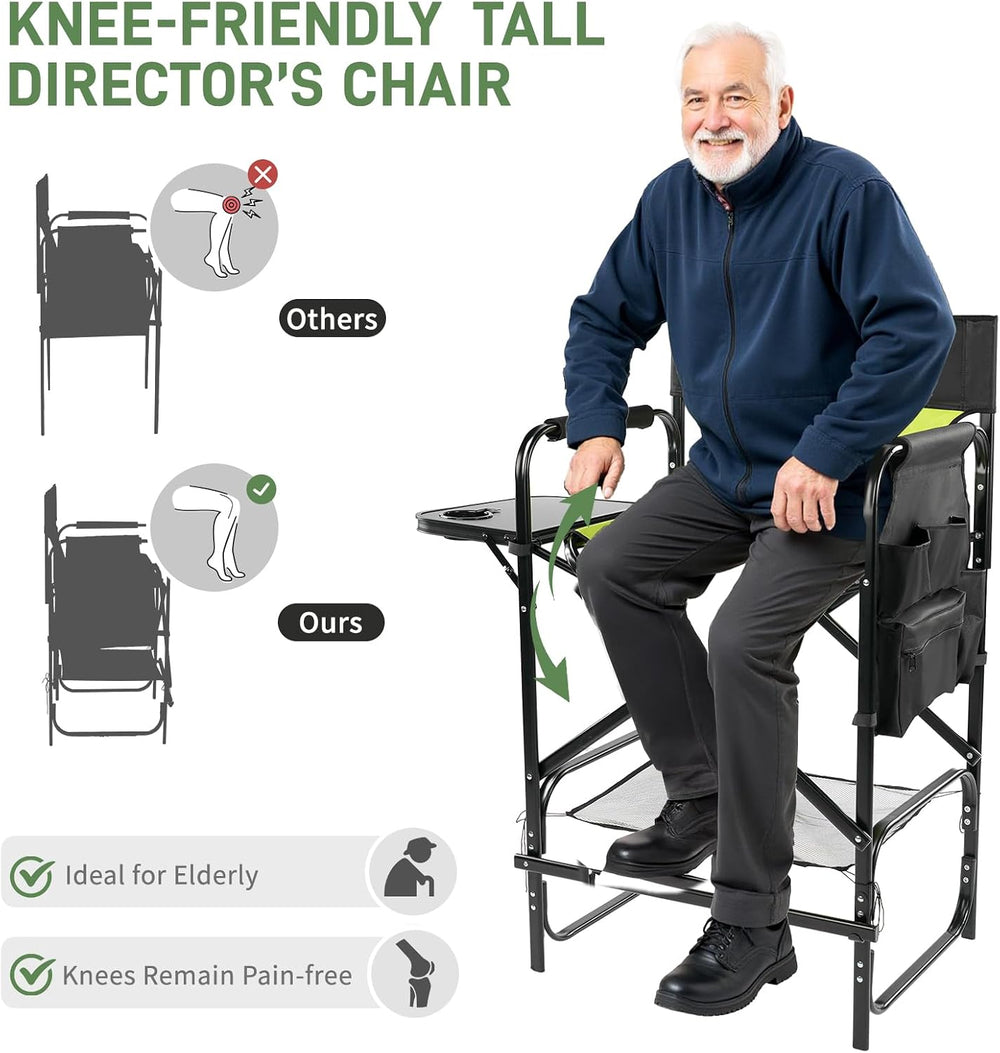 Outvita 4 Piece31 Tall Directors Chair Height Seat Folding with Side Table St...