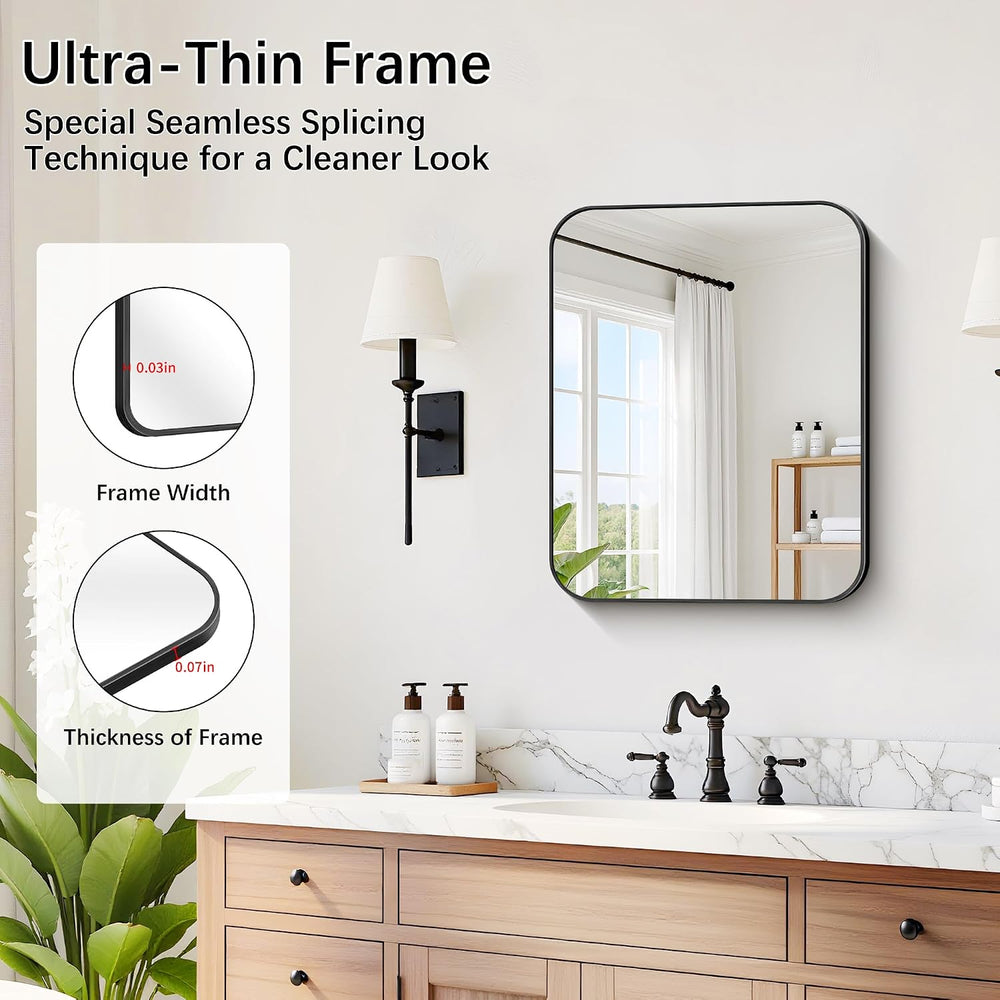 DESBING 16"x20" Bathroom Mirror for Over Sink, Black Framed Wall Mi...