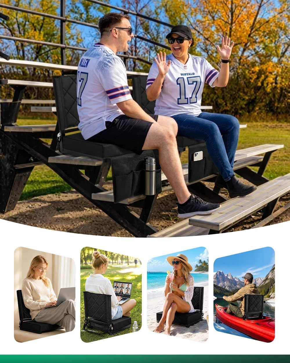 LWWTBS Stadium Seat with Back Support Bleacher Chair with Back - Extra Thick ...