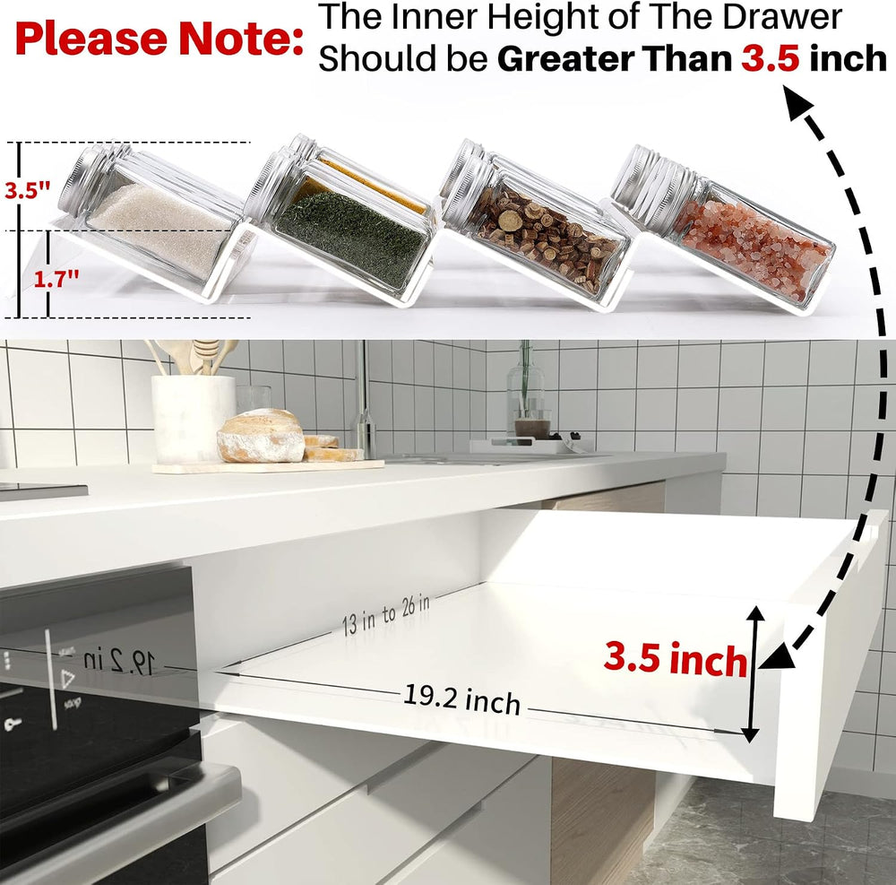 MIUKAA Clear Spice Drawer Organizer, 4 Tier - 2 Set Acrylic Seasoning Rack