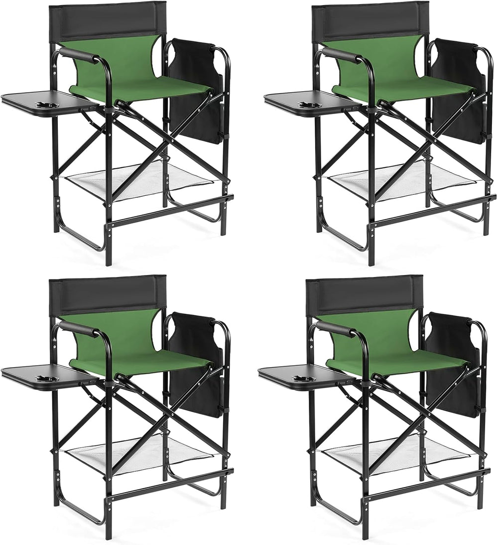 Outvita 4 Piece 26" Tall Directors Chair Height Seat Folding with Side T...