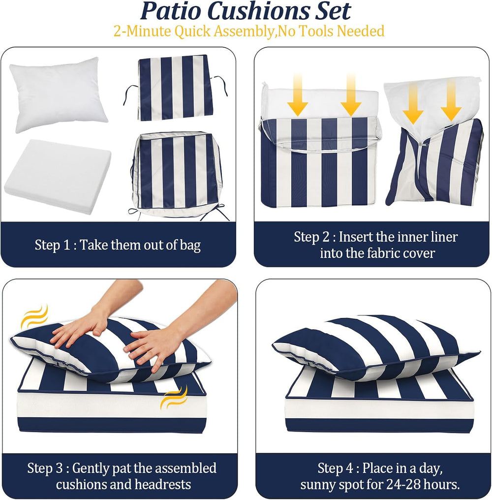 24x28“ Outdoor Deep Seat Cushions Set of 4, Patio Replacement Foam Cushions f...